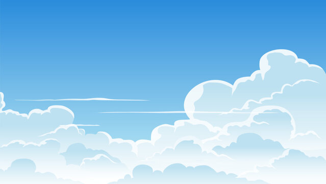 Blue sky and clouds vector illustration, nature landscape background with copy space
