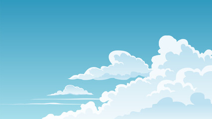 Blue sky and clouds vector illustration, nature landscape background with copy space