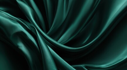Emerald Green Silk Fabric Drape Texture