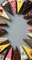 A Delicious Circle of Colorful Cake Slices