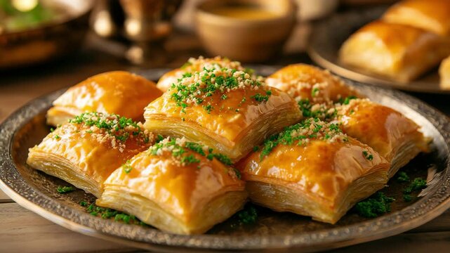 baklava on a plate, sweets