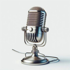 Vintage Microphone on Stand Isolated - Retro Recording Studio Object
