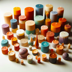 Colorful Handmade Candle Set Isolated - Artisan Wax Objects Photo
