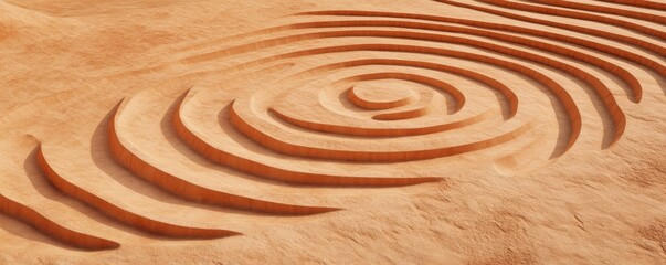 Sand Dune Art Aerial view of concentric circles in textured sand, abstract , desert landscape