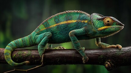 Obraz premium Panther Chameleon Reptile with Madagascar Wildlife.