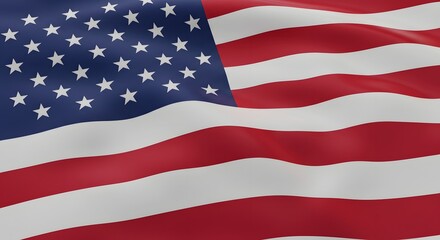 Close up american flag waving in the wind