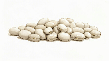 Simple Still Life white beans isolated watercolor vector illustration svg