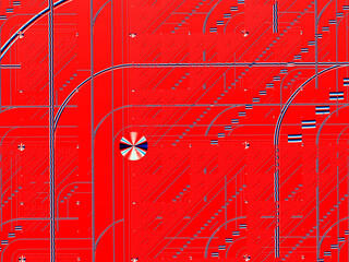 Abstract steps on a red background, railway station