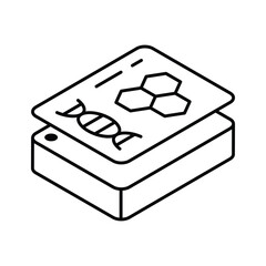 A trendy isometric icon of handwritten science notes