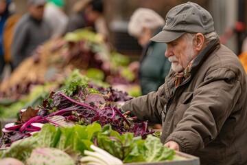 Senior adults composting in their backyard. the background is blurred