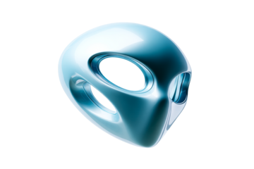 Stylized futuristic alien mask design with transparent background