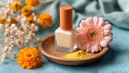 Soft Pastel Nail Polish And Flowers