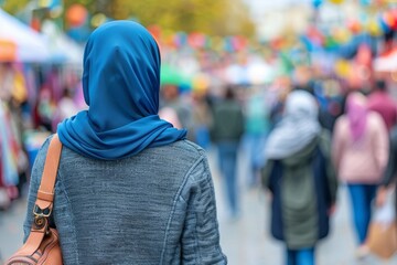 Local festival showcasing community crafts and goods with a softly blurred background