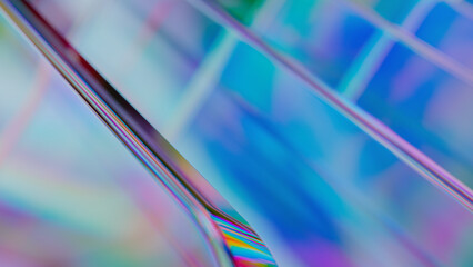 3d neon futuristic glass. Transparent Rainbow Glass. 3D rendering illustration not AI.