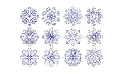 A set of intricate black and other colors mandala vector designs, easily scalable and editable.
