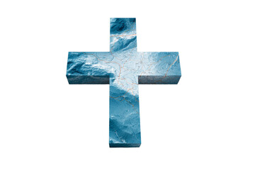 Obraz premium Blue cross with a textured surface on a transparent background