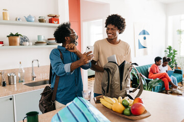 Afro father and son: Morning routine and school prep