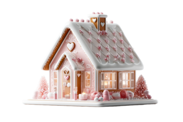 Sweet gingerbread house with pastel decorations for festive season