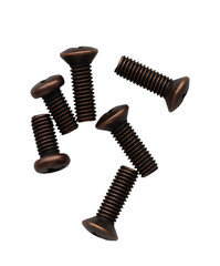 isolated metal dark screws on empty white background