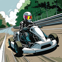 go kart vector art illustration for graphic design