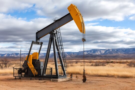 Pump jack extracting crude oil in the permian basin, texas
