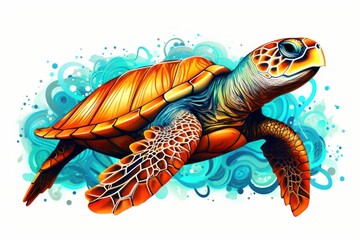 Fototapeta premium Reptile animal turtle sea.