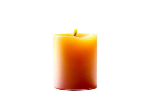Glowing orange gradient candle on transparent background