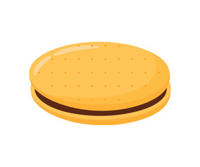 Round Sandwich Crackers with Chocolate Cream Snack Food Art Cute Cartoon Vector Illustration