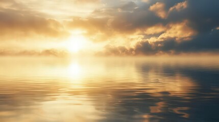 Obraz premium Breathtaking sunset reflection over tranquil ocean waters serene nature setting landscape photography peaceful atmosphere