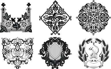 Set of vintage frames with intricate floral designs.