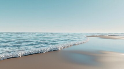 Obraz premium Tranquil waves lapping on serene beach coastal landscape nature photography calm environment wide angle view peaceful concept