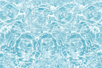 Blue water with ripples on the surface. Defocus blurred transparent blue colored clear calm water surface texture with splashes and bubbles. Water waves with shining pattern texture background.