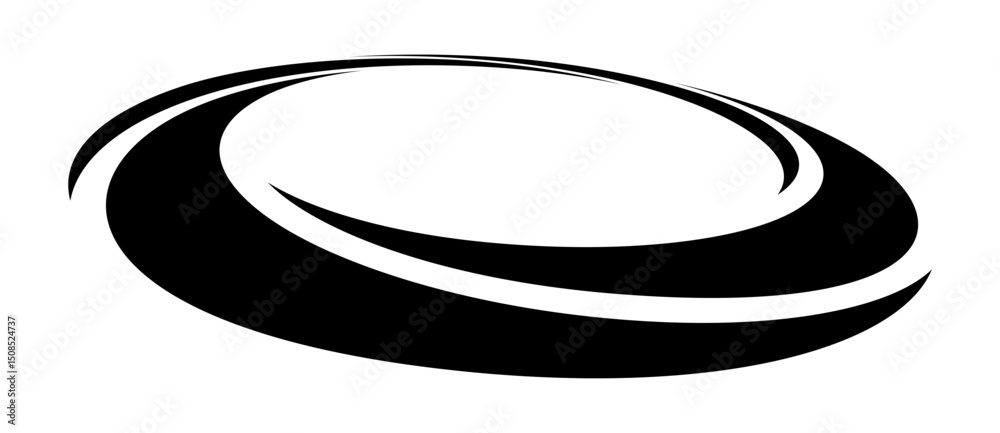Wall mural rotating art lines in circle shape as symbol, logo or icon. design element with perspective view.