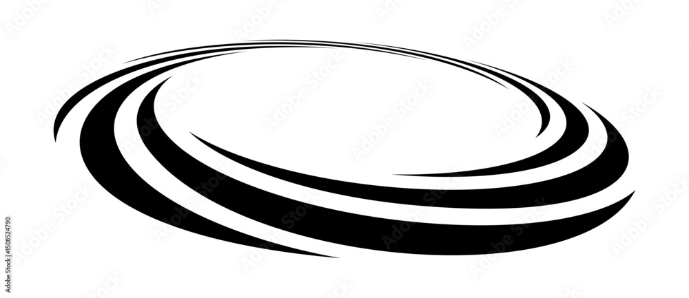 Wall mural rotating art lines in circle shape as symbol, logo or icon. design element with perspective view.