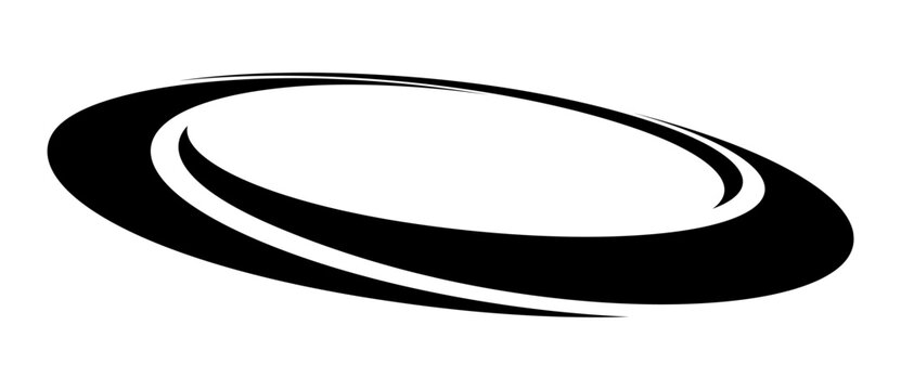 Rotating art lines in circle shape as symbol, logo or icon. Design element with perspective view.