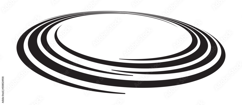 Fototapete Spiral with black speed lines as dynamic abstract vector background or logo or icon. Artistic illustration with perspective on white background.