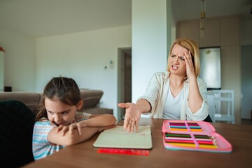 Parent frustrated during quiet study time
