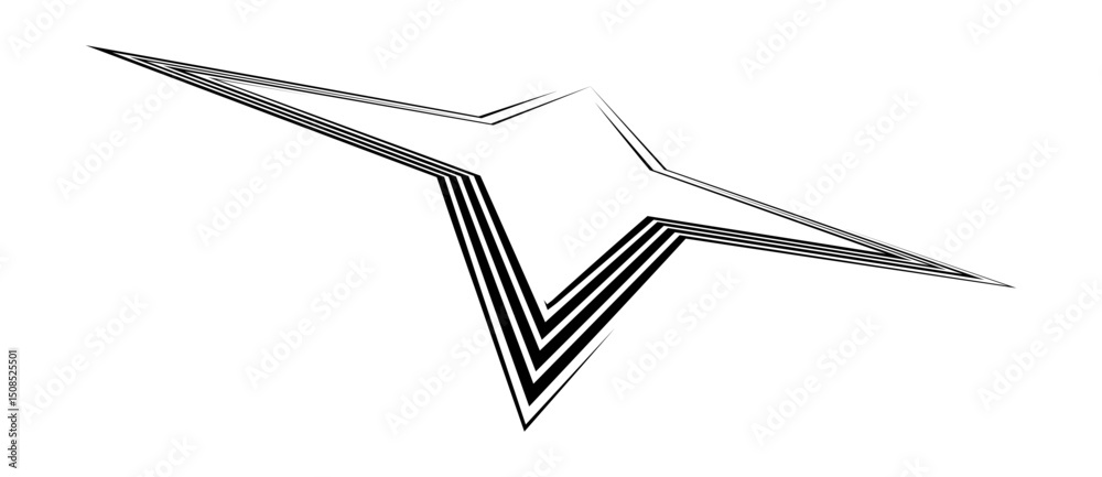 Poster abstract background with dynamic black lines in star shape. perspective view with distortion.