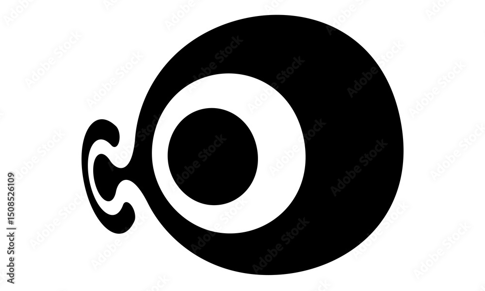 Leinwandbilder Abstract linked letter C and O like logo or icon. Distorted with perspective view. Black shape on a white background.