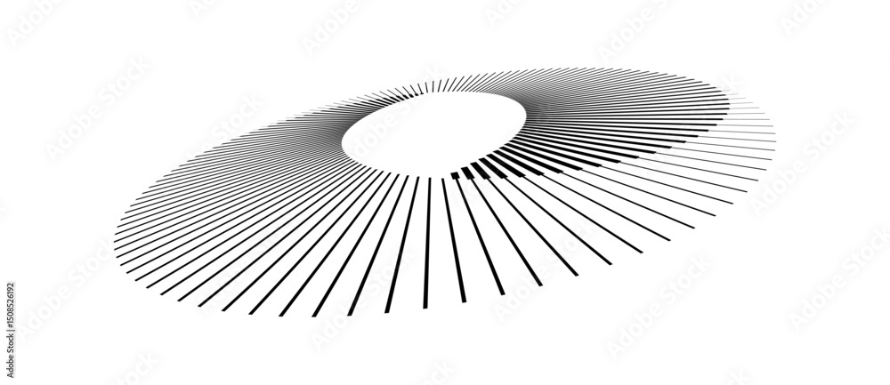 Leinwandbilder lines in circle abstract background. dynamic transition illusion. black shape on a white background.