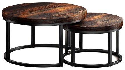 Rustic Wooden Coffee Table Set with Home Decor.