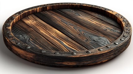 Rustic Wooden Round Tray with Medieval, and Dark Wood.