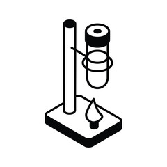 A customizable isometric glyph icon of retort stand