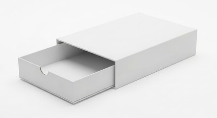 Naklejka premium Blank White Drawer Box Mockup with Open Drawer