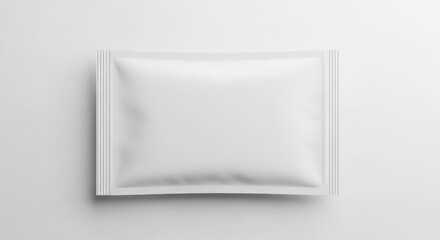 Minimalist White Sachet Mockup on Clean White Background with Subtle Shadows