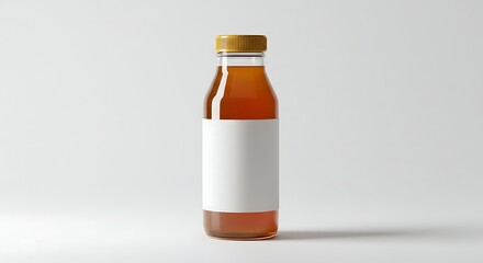 Obraz premium Glass Bottle of Amber-Colored Liquid Isolated on White Background variation 4