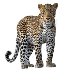 Obraz premium Majestic leopard standing isolated on transparent background