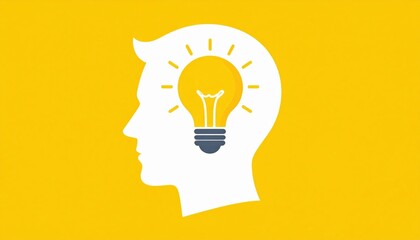 Head Silhouette With Lightbulb Showing Innovation