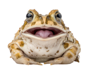Frog with humorous expression is sticking its tongue out, showcasing its unique features and vibrant colors. This playful amphibian captures attention with its large eyes and distinctive markings