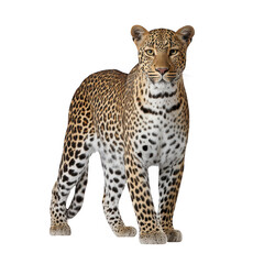 Obraz premium Majestic leopard standing isolated on transparent background
